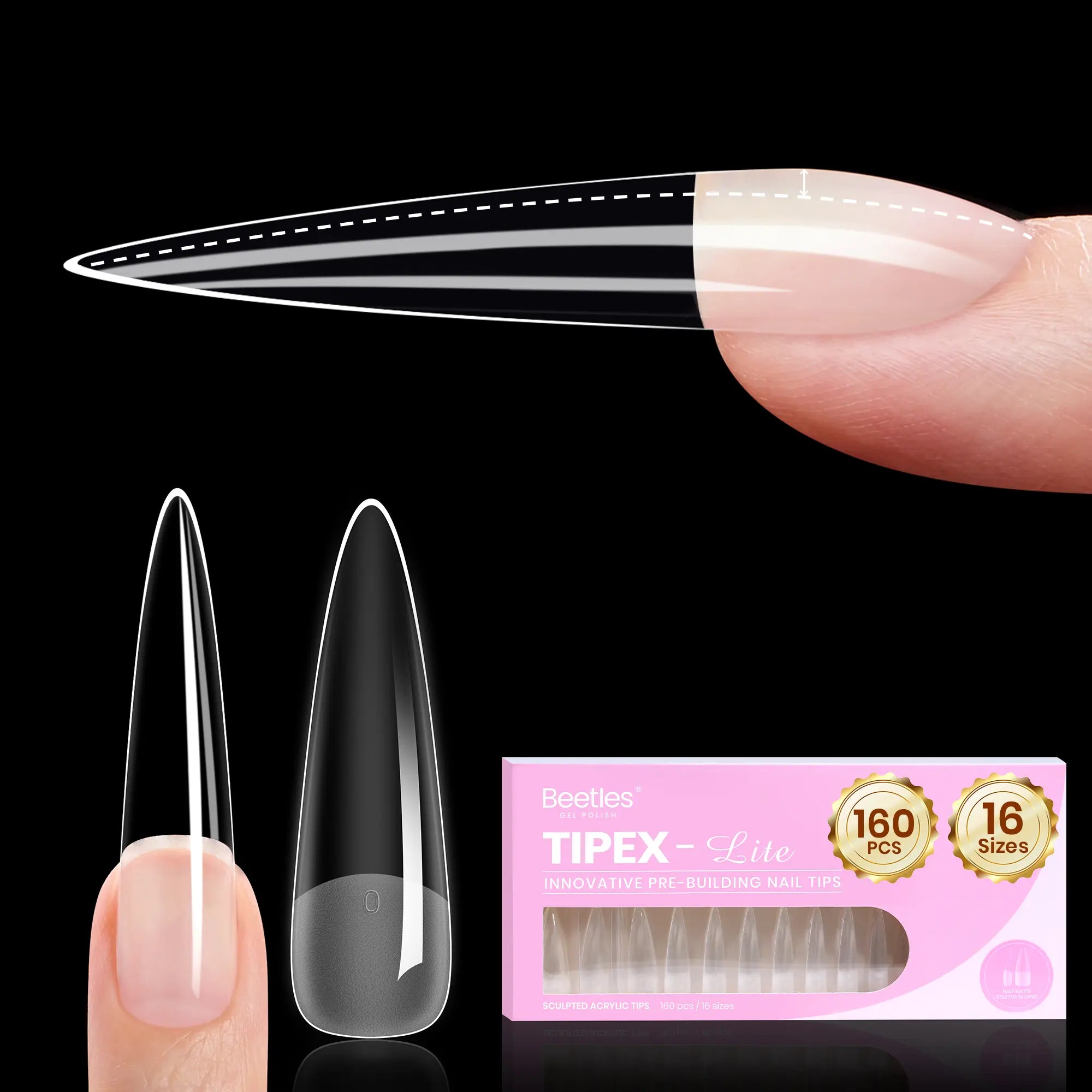 Beetles Tipex Lite Apex Nail Tips, 96PCS, 256PCS, 512PCS 
