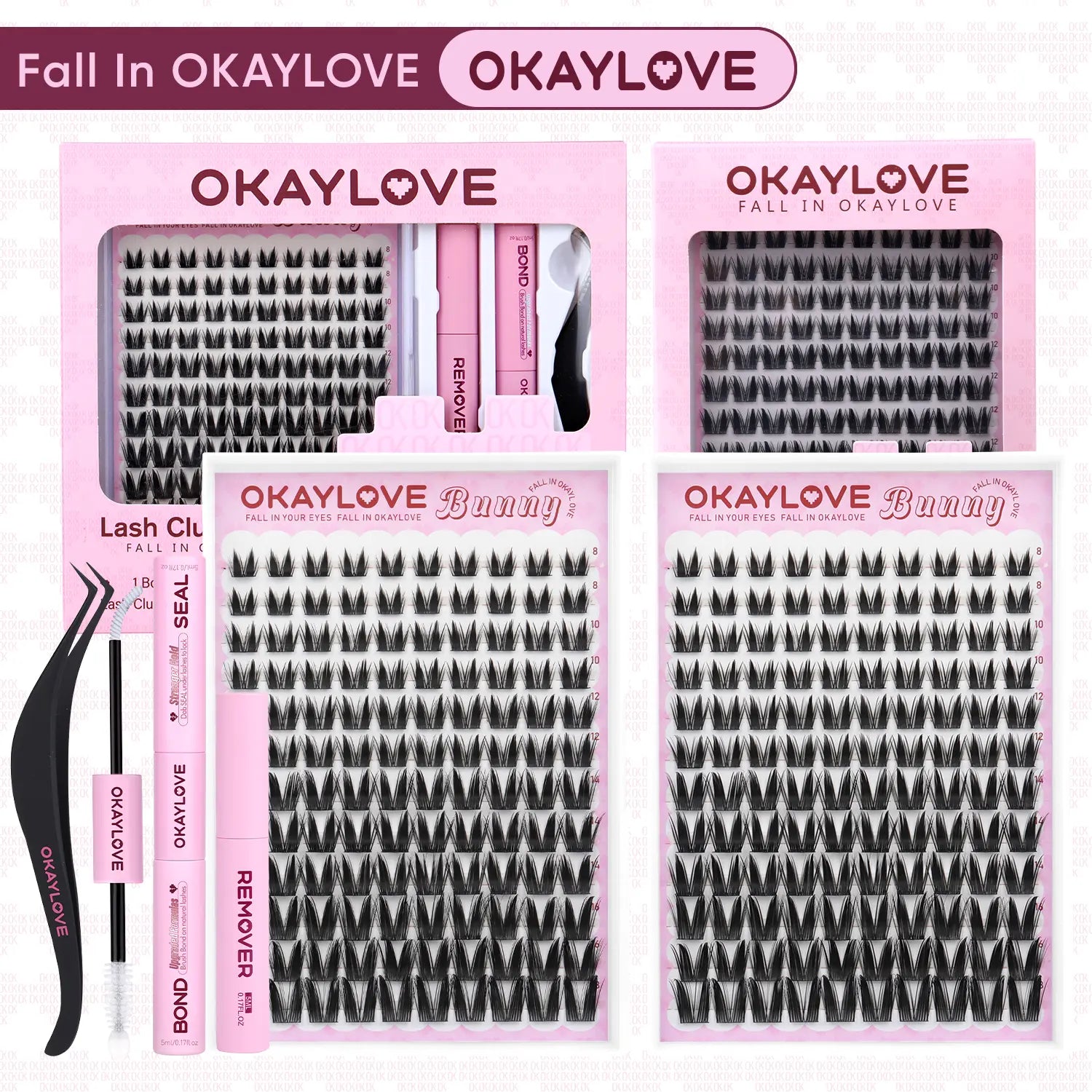 Transform Your Look with OKAYLOVE Lira Lash Clusters Kit - Long-Lasting Bond, Tweezers & Remover for Effortless DIY Beauty!