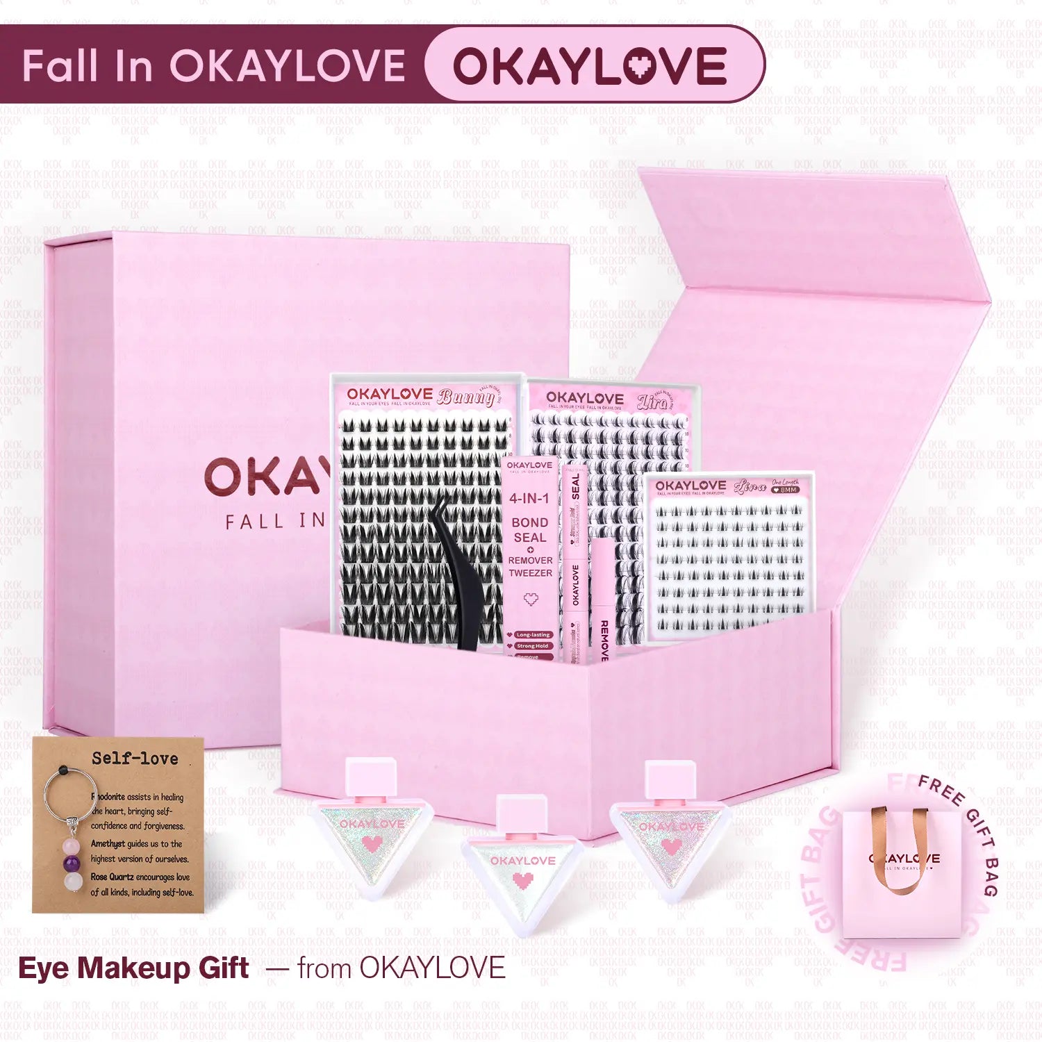 Transform Your Look with OKAYLOVE Lira Lash Clusters Kit - Long-Lasting Bond, Tweezers & Remover for Effortless DIY Beauty!