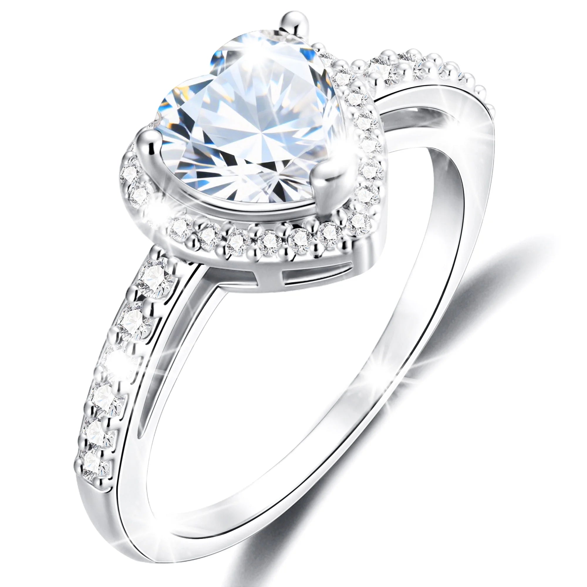 Sterling Silver Plated Love Heart Rings for Women