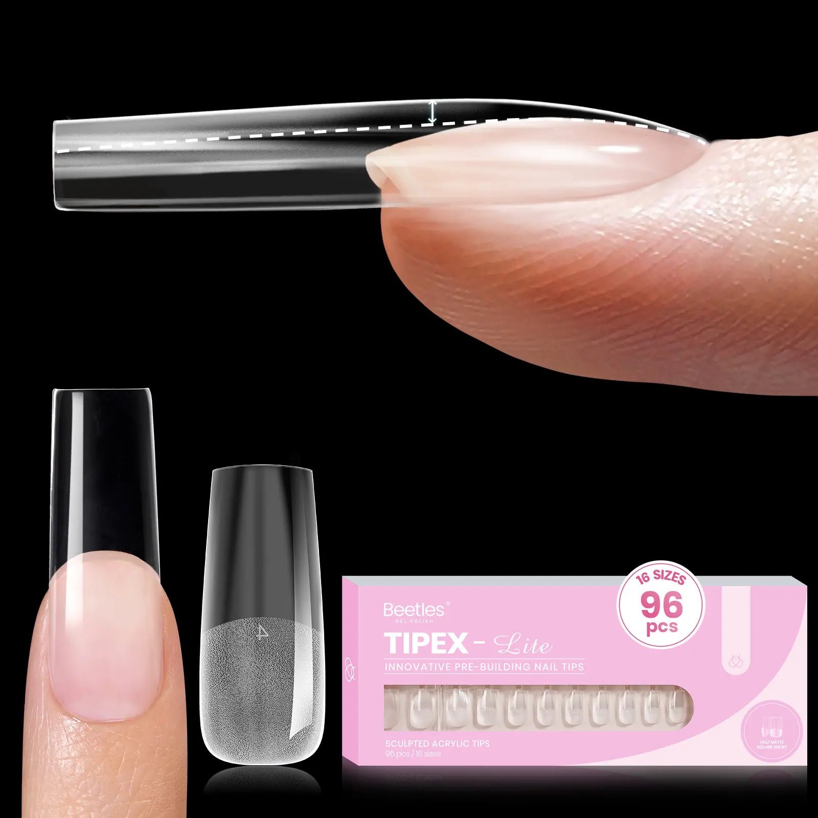 Beetles Tipex Lite Apex Nail Tips, 96PCS, 256PCS, 512PCS 