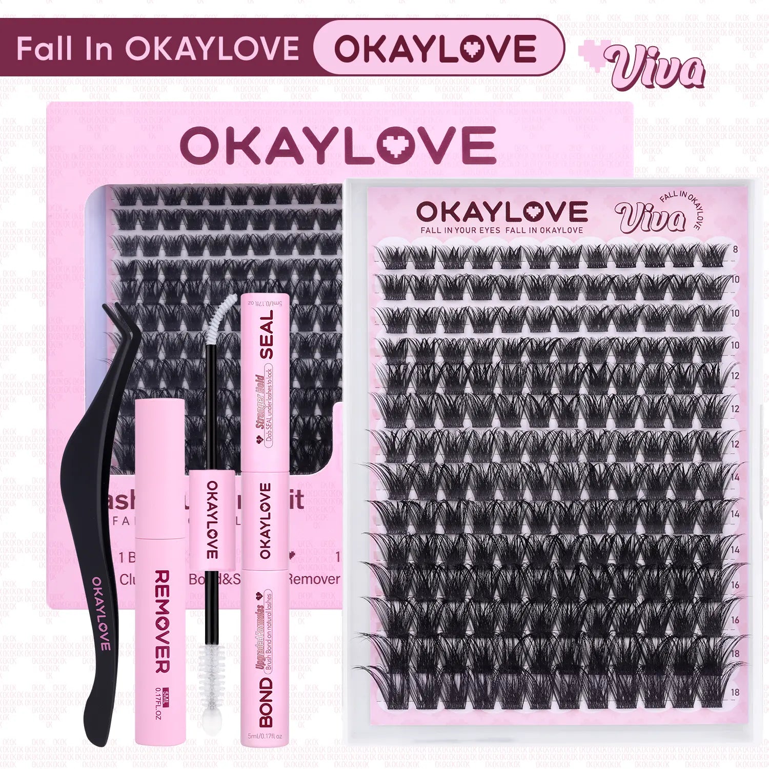 Transform Your Look with OKAYLOVE Lira Lash Clusters Kit - Long-Lasting Bond, Tweezers & Remover for Effortless DIY Beauty!