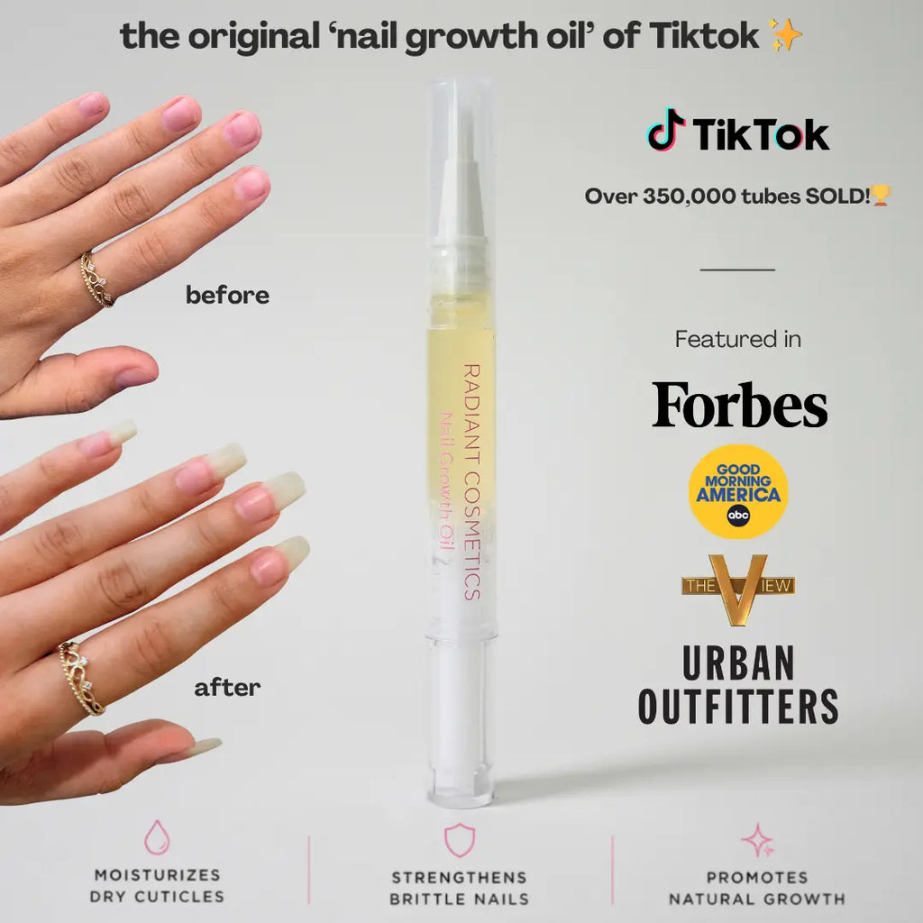 Radiant Cosmetics Nail Growth Oil - 100% Organic, Moisturizing, Growth, Strengthening, and Brightening Formula
