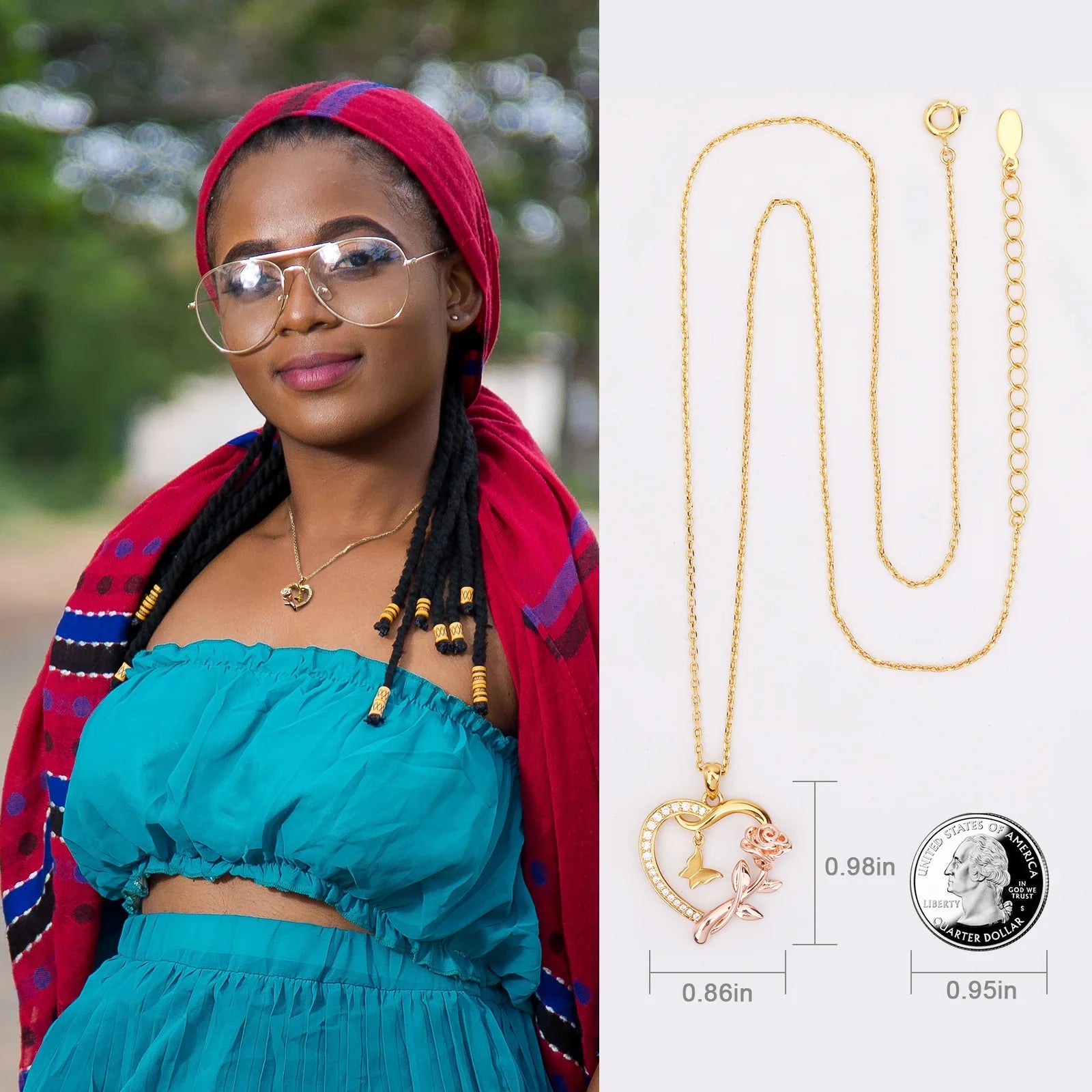 Heart Necklace for Women 14K Gold