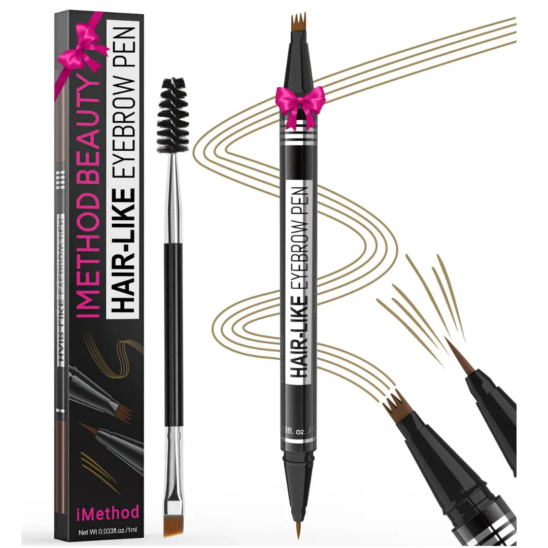 Imethod Eyebrow Pencil, 2-In-1 Waterproof Brow Pen with 4 Tip, with Dual-Ended Eyebrow Brush