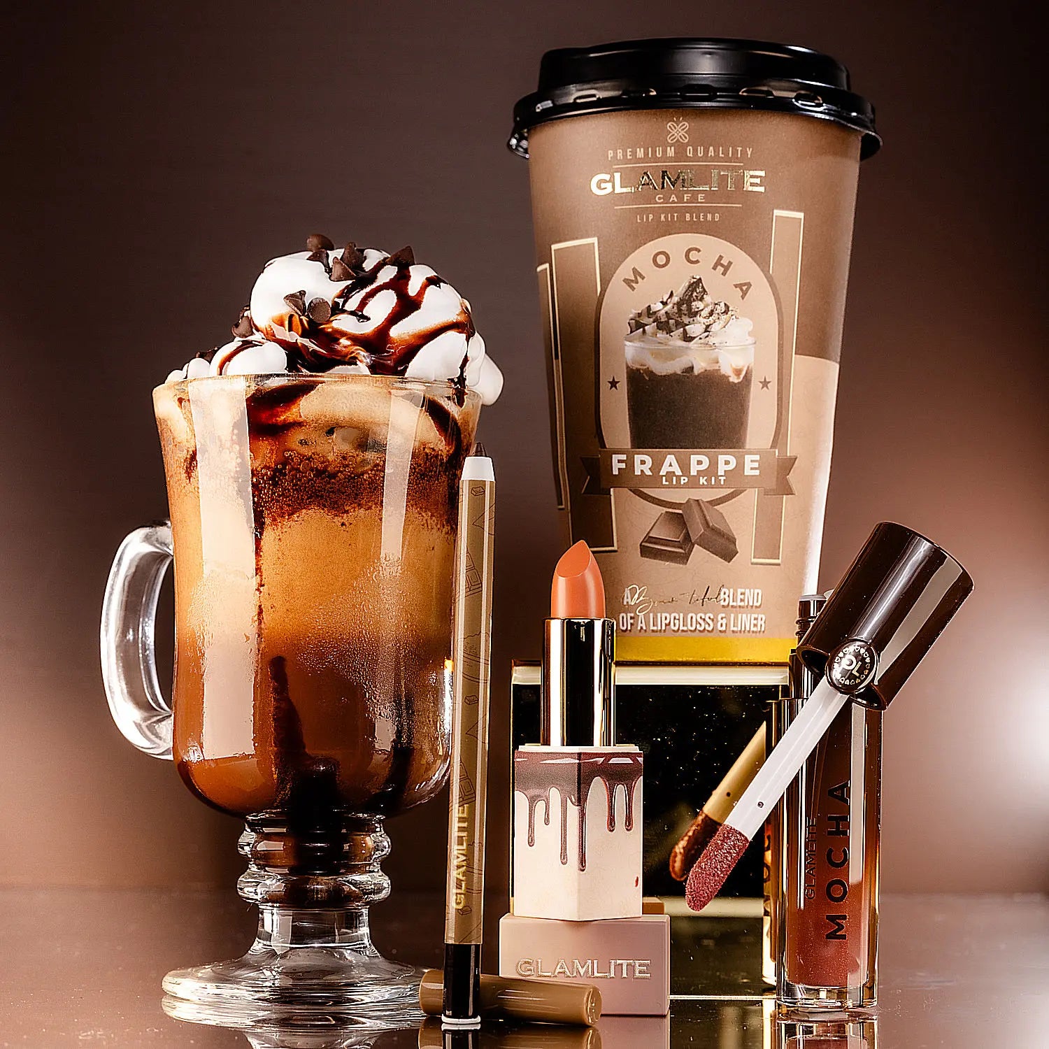 Glamlite Cafe Coffee Lip Kits, Horchata Lip Gloss