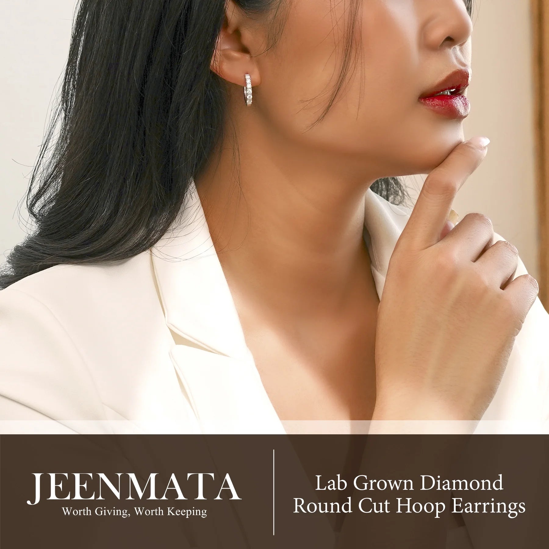 Lab Grown Diamond Hoop Earrings - round Cut Classic Hoop Earrings for Everyday Jewelry 