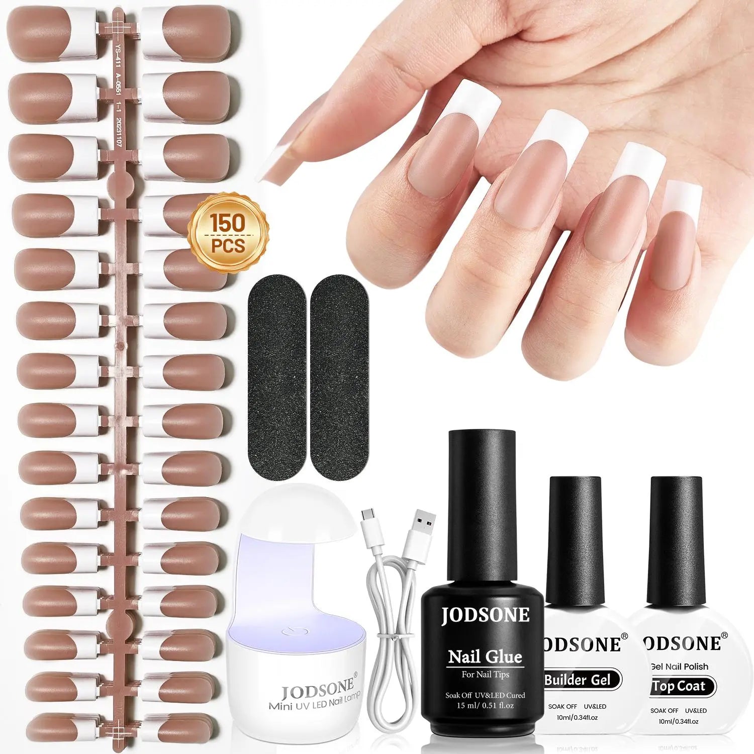 JODSONE 154PCS French Gel Nail Tips Kit 