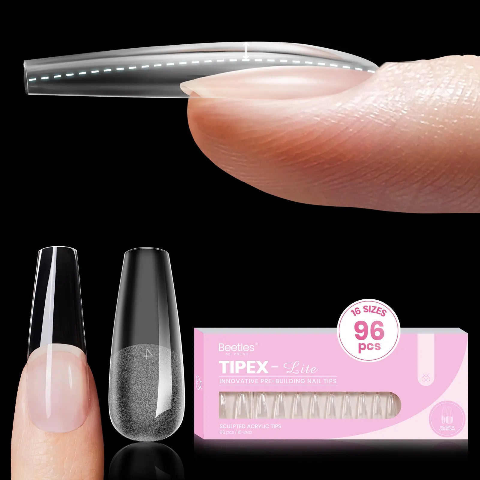 Beetles Tipex Lite Apex Nail Tips, 96PCS, 256PCS, 512PCS 