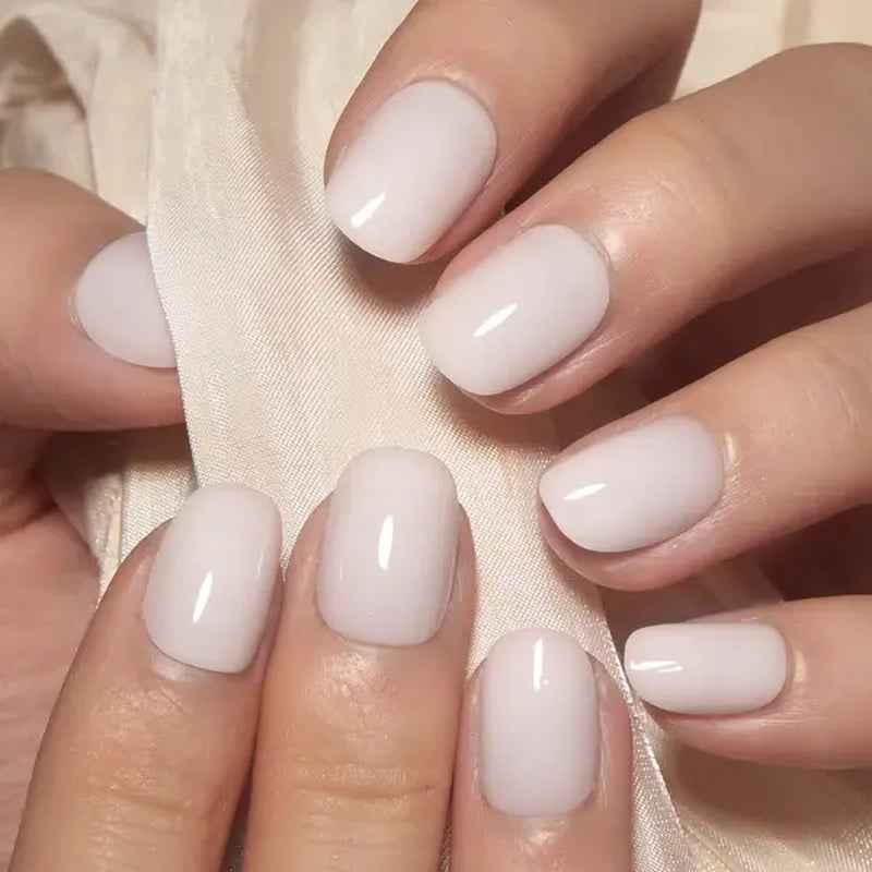 Milky White Press on Nails | Curvlife Nail | 30Pcs 
