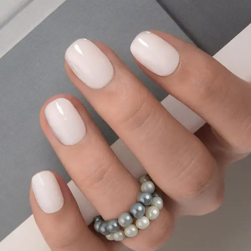 Milky White Press on Nails | Curvlife Nail | 30Pcs 