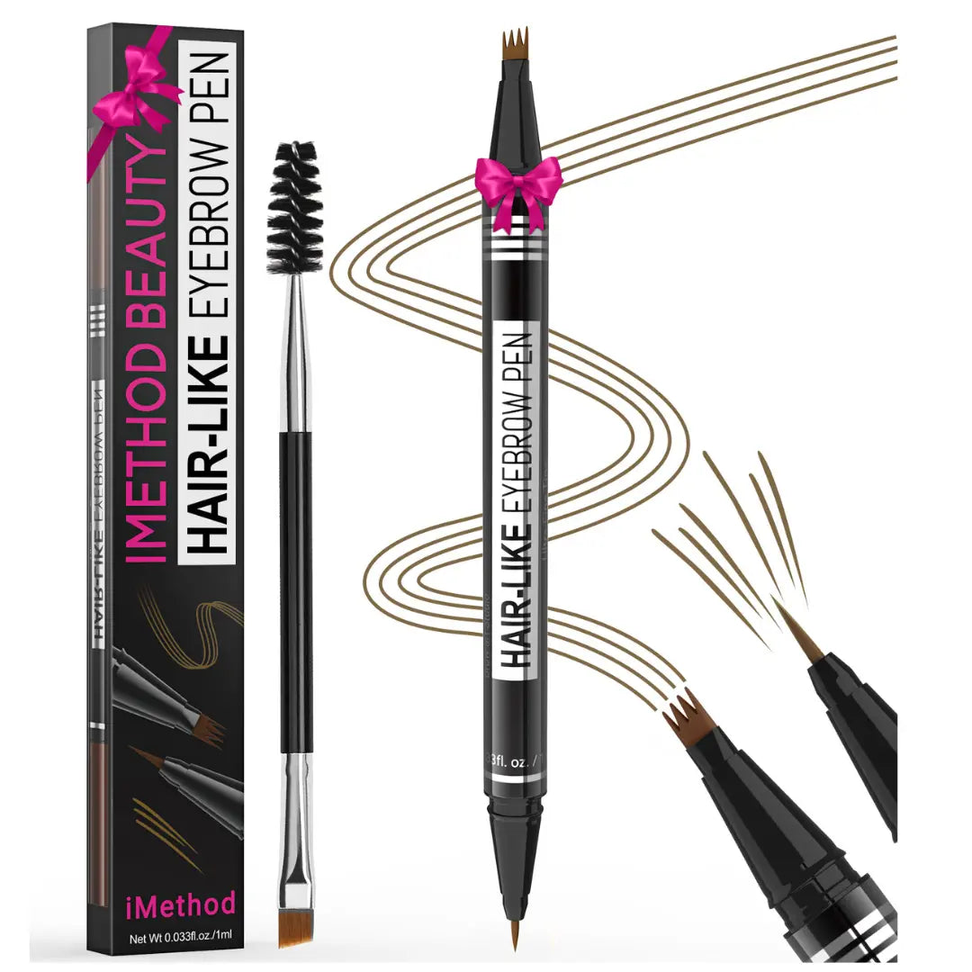Imethod Eyebrow Pencil, 2-In-1 Waterproof Brow Pen with 4 Tip, with Dual-Ended Eyebrow Brush