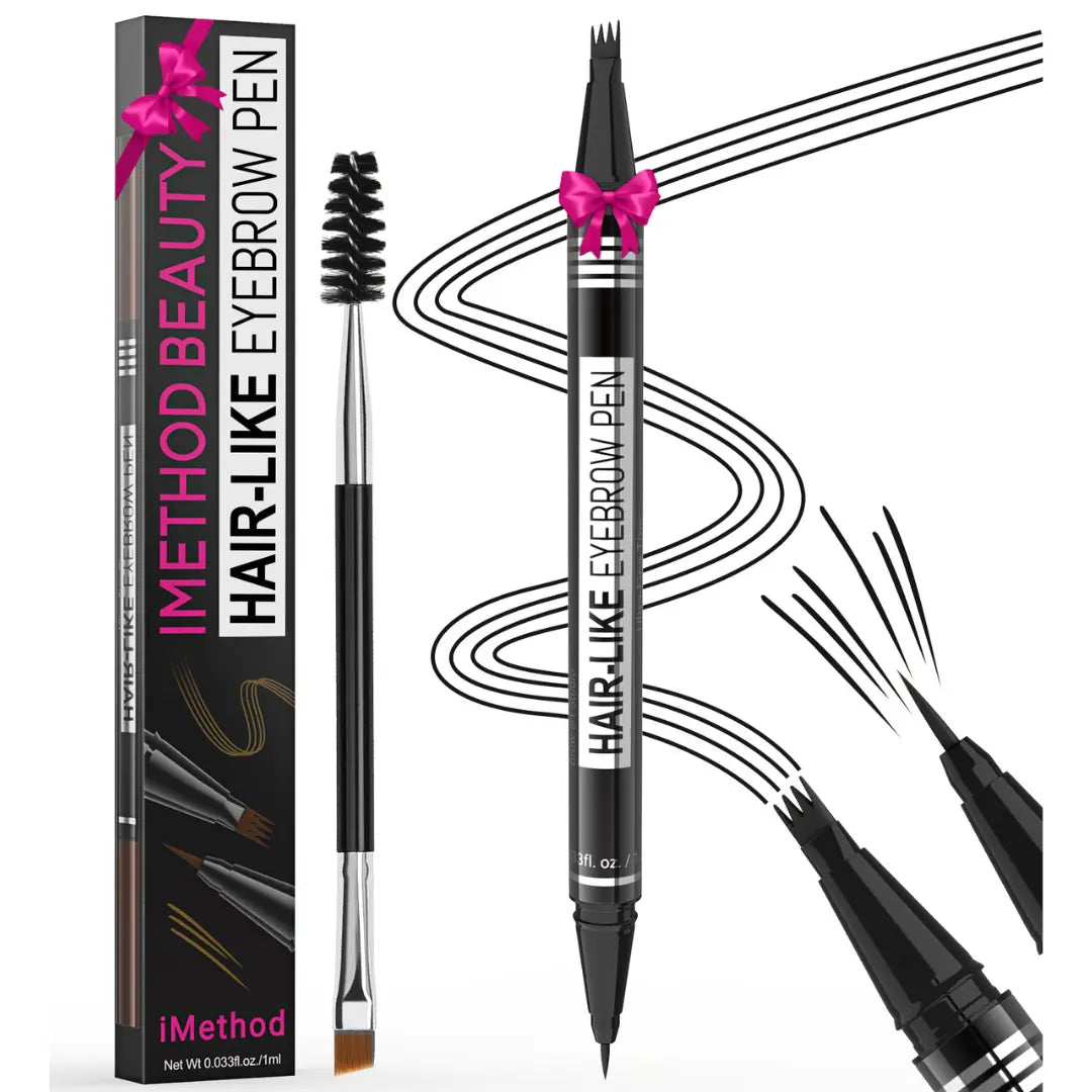 Imethod Eyebrow Pencil, 2-In-1 Waterproof Brow Pen with 4 Tip, with Dual-Ended Eyebrow Brush