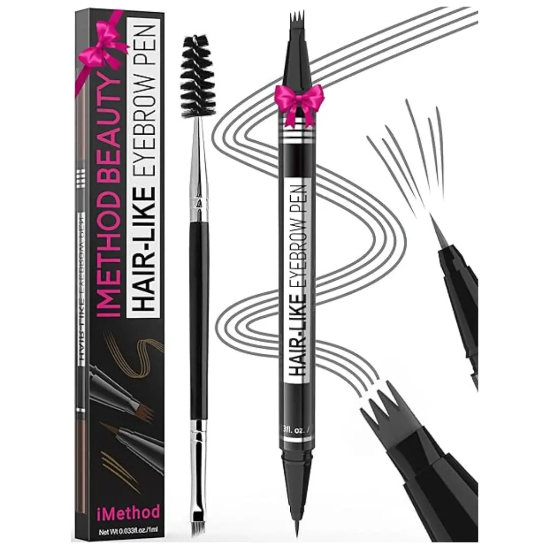 Imethod Eyebrow Pencil, 2-In-1 Waterproof Brow Pen with 4 Tip, with Dual-Ended Eyebrow Brush