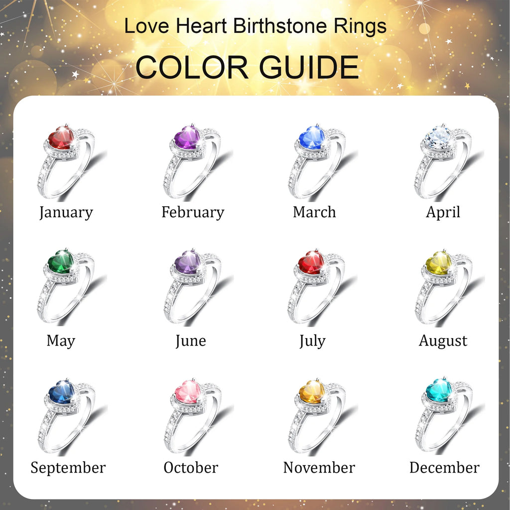 Sterling Silver Plated Love Heart Rings for Women