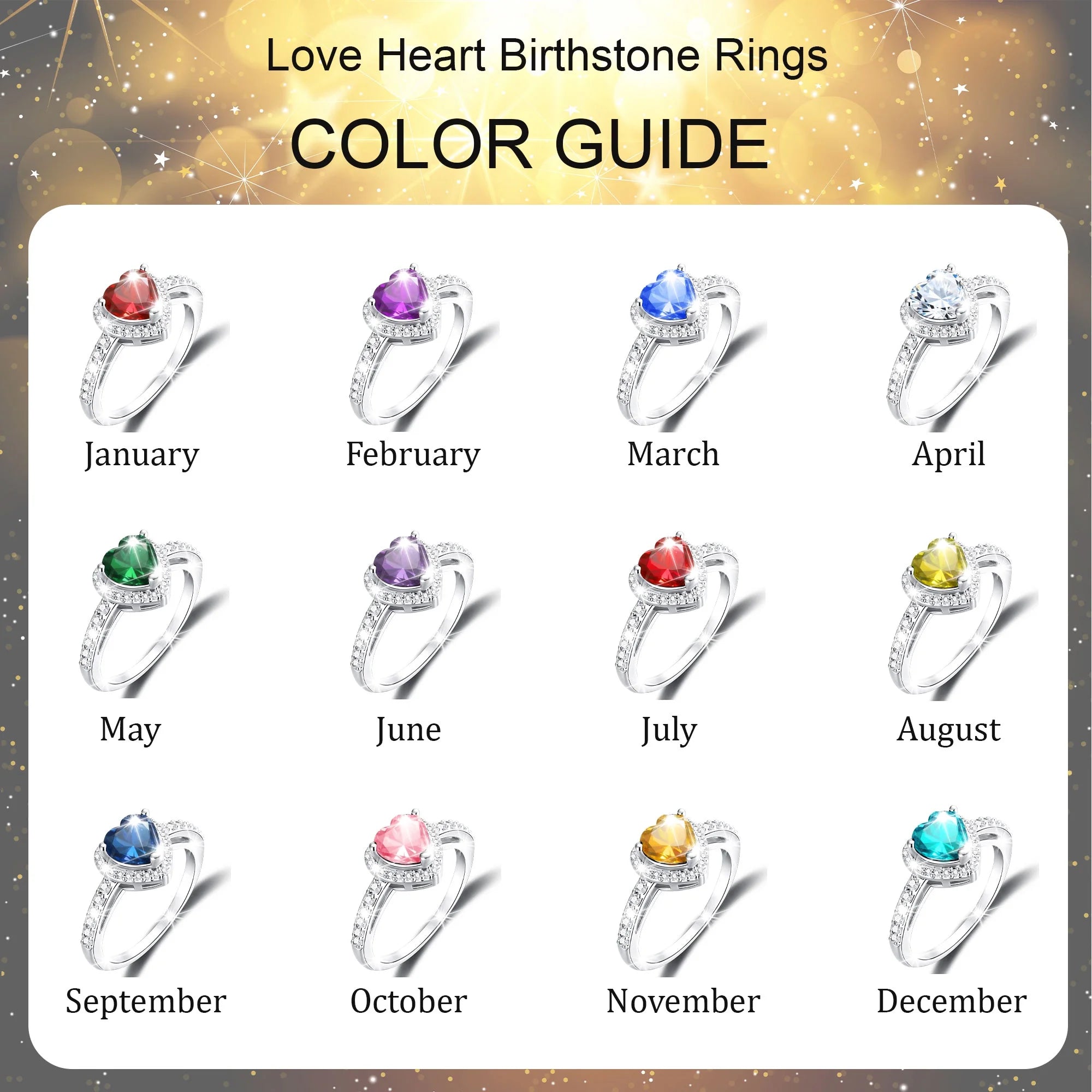 Sterling Silver Plated Love Heart Rings for Women
