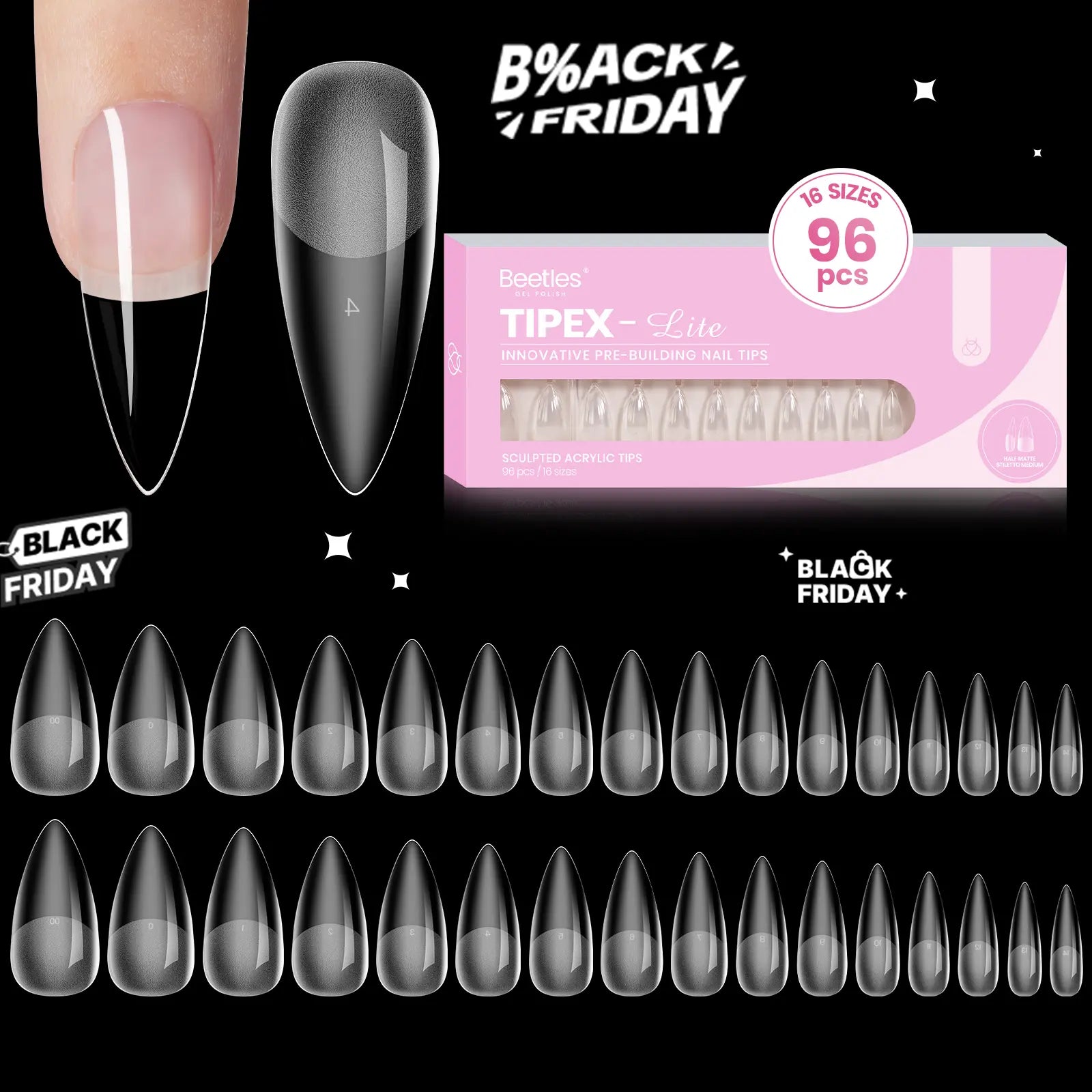 Beetles Tipex Lite Apex Nail Tips, 96PCS, 256PCS, 512PCS 