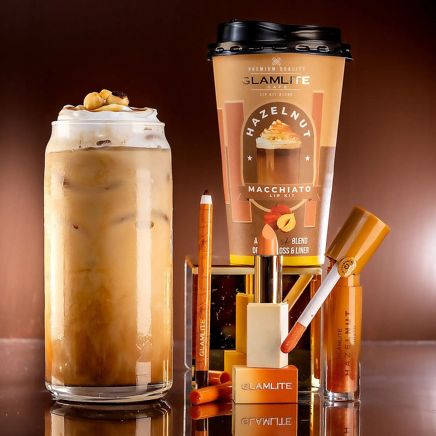 Glamlite Cafe Coffee Lip Kits, Horchata Lip Gloss