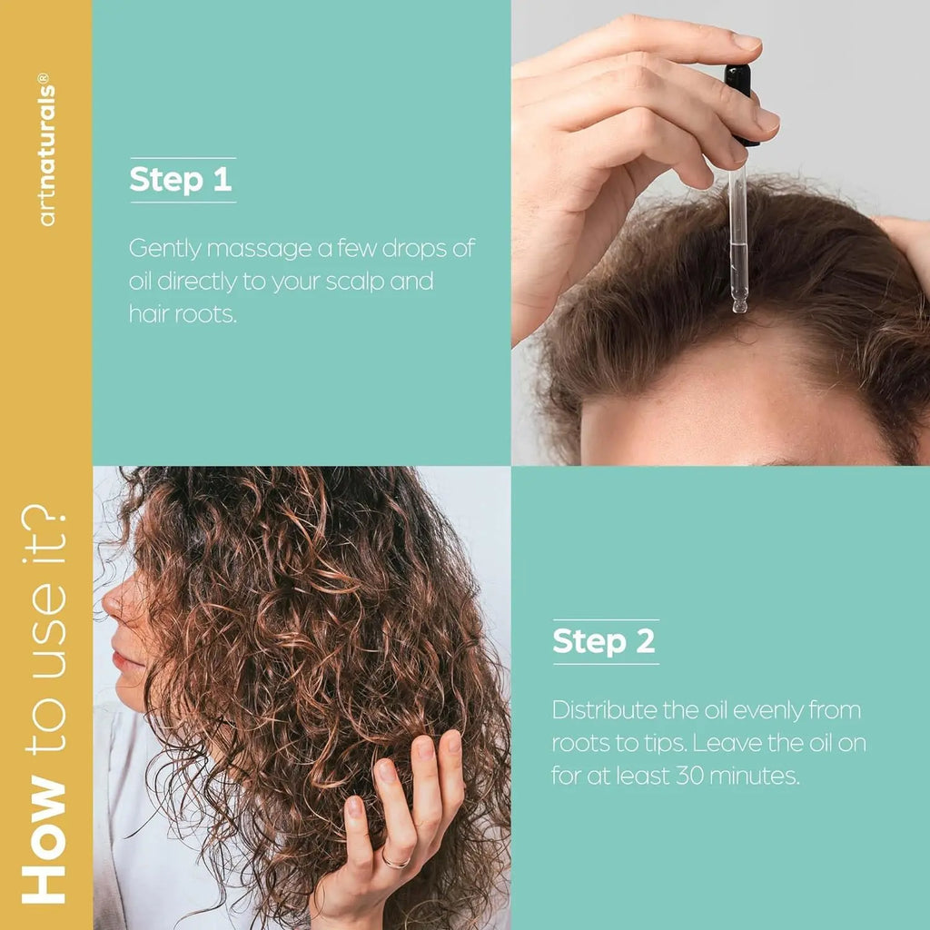 Artnaturals Organic Rosemary Castor Oil Hair Growth Kit with Comfort Scalp Brush
