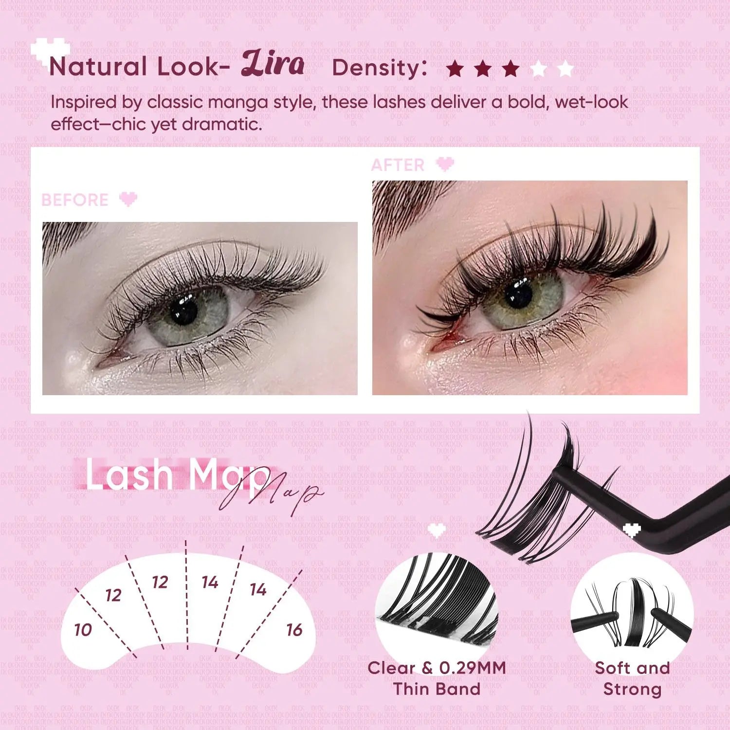Transform Your Look with OKAYLOVE Lira Lash Clusters Kit - Long-Lasting Bond, Tweezers & Remover for Effortless DIY Beauty!