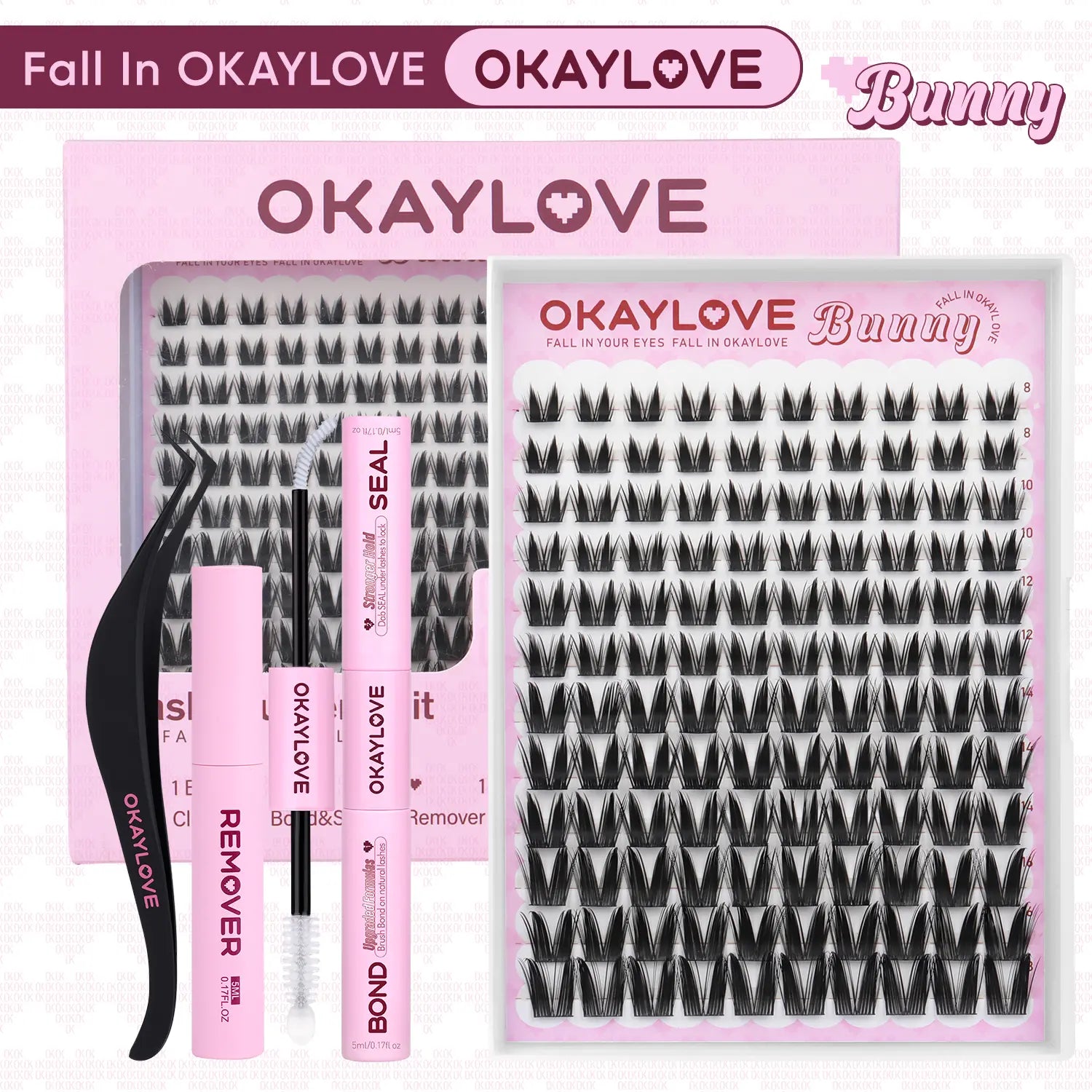 Transform Your Look with OKAYLOVE Lira Lash Clusters Kit - Long-Lasting Bond, Tweezers & Remover for Effortless DIY Beauty!