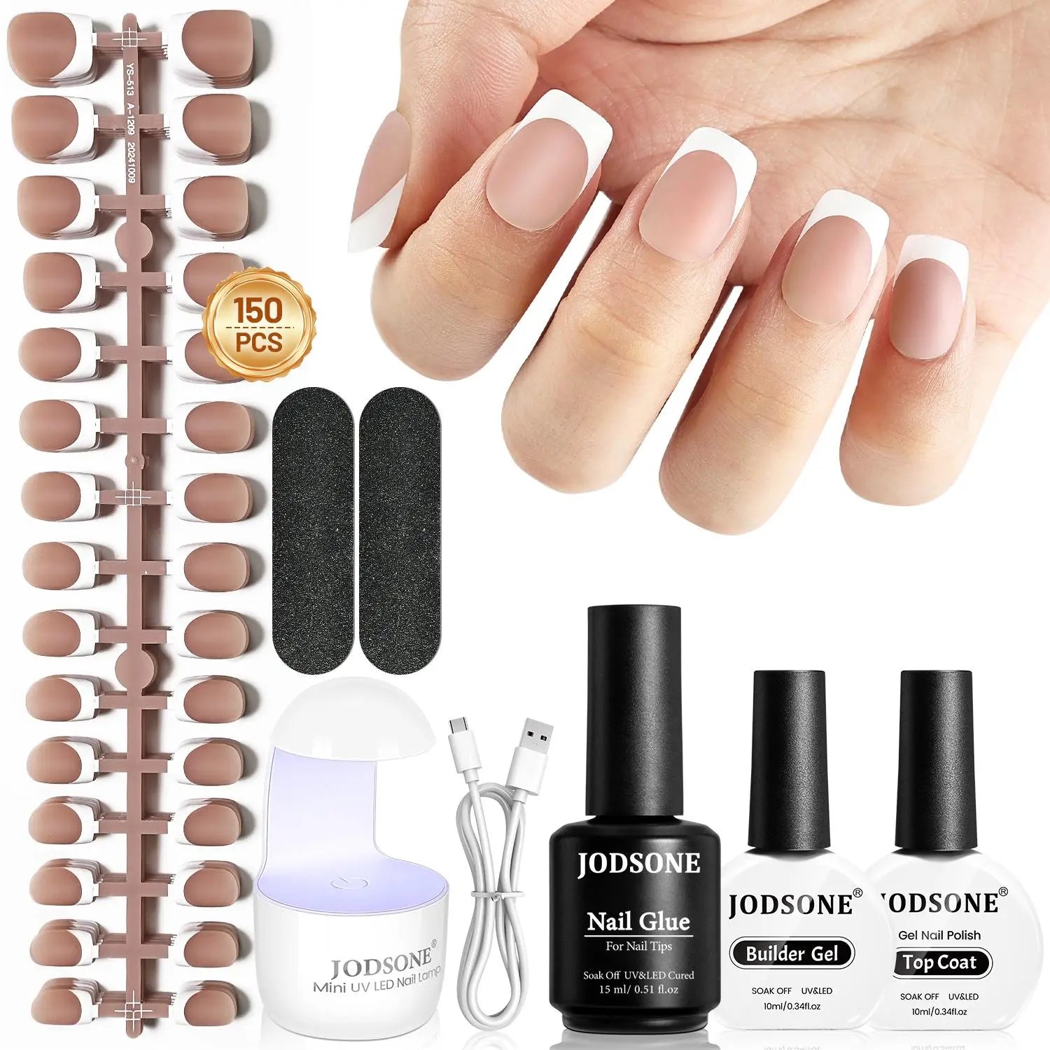 JODSONE 154PCS French Gel Nail Tips Kit 