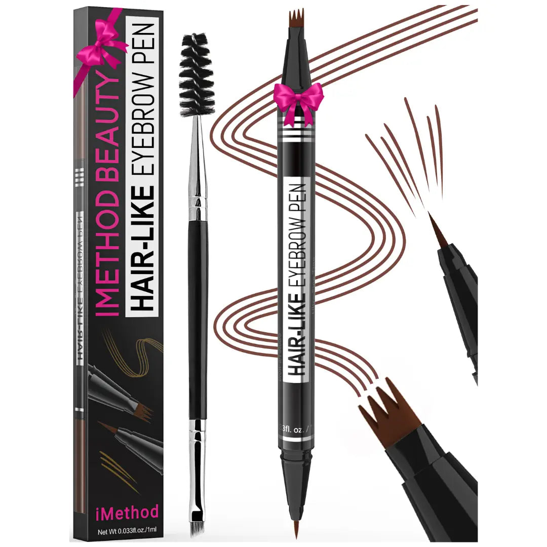 Imethod Eyebrow Pencil, 2-In-1 Waterproof Brow Pen with 4 Tip, with Dual-Ended Eyebrow Brush