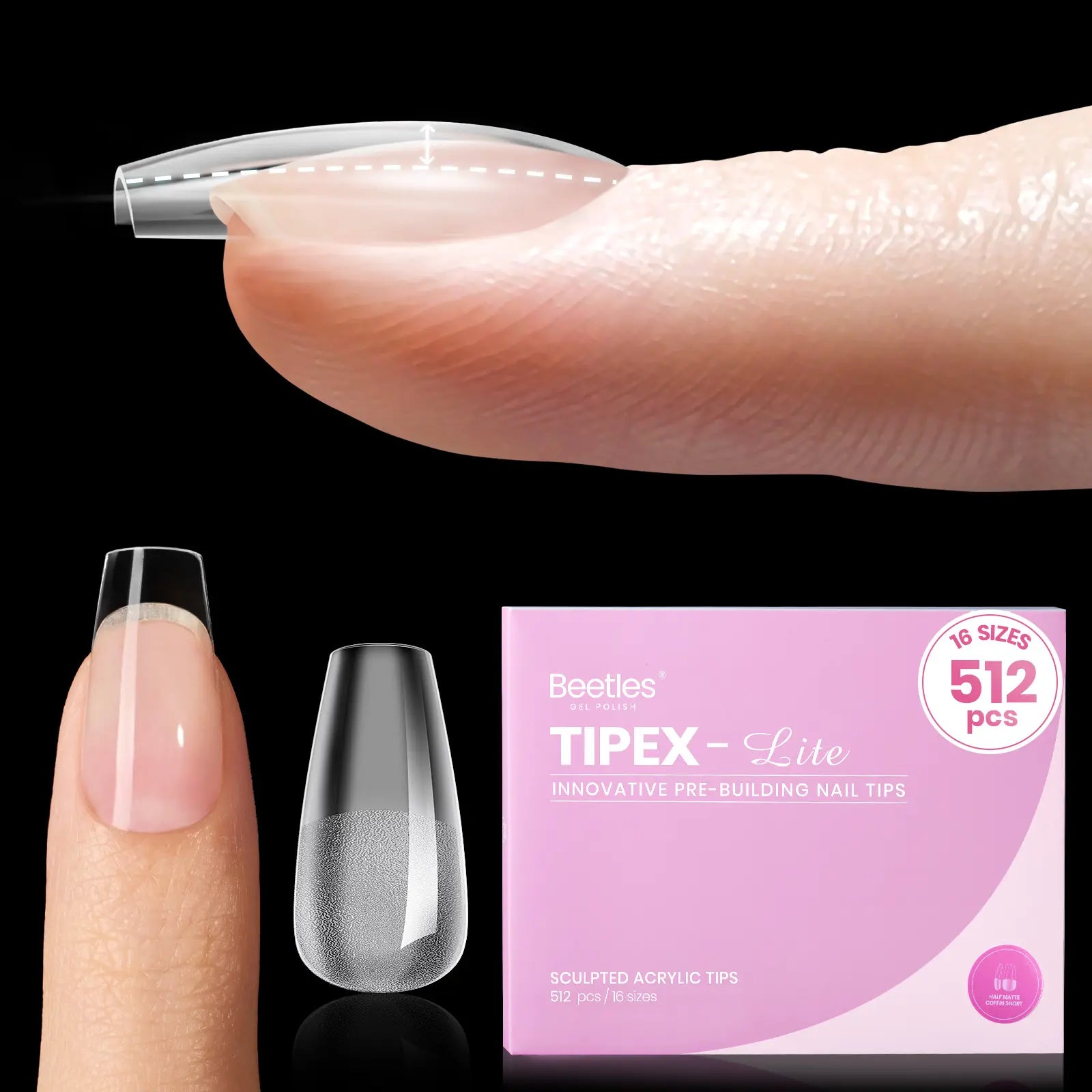 Beetles Tipex Lite Apex Nail Tips, 96PCS, 256PCS, 512PCS 