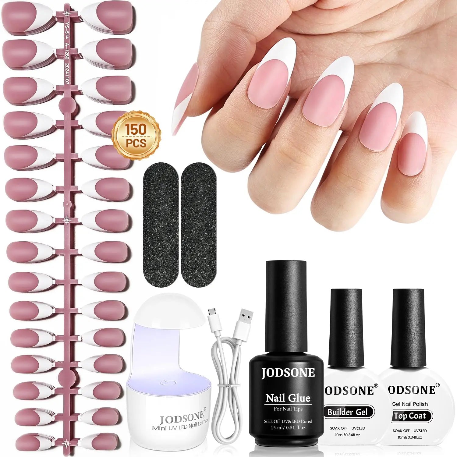 JODSONE 154PCS French Gel Nail Tips Kit 