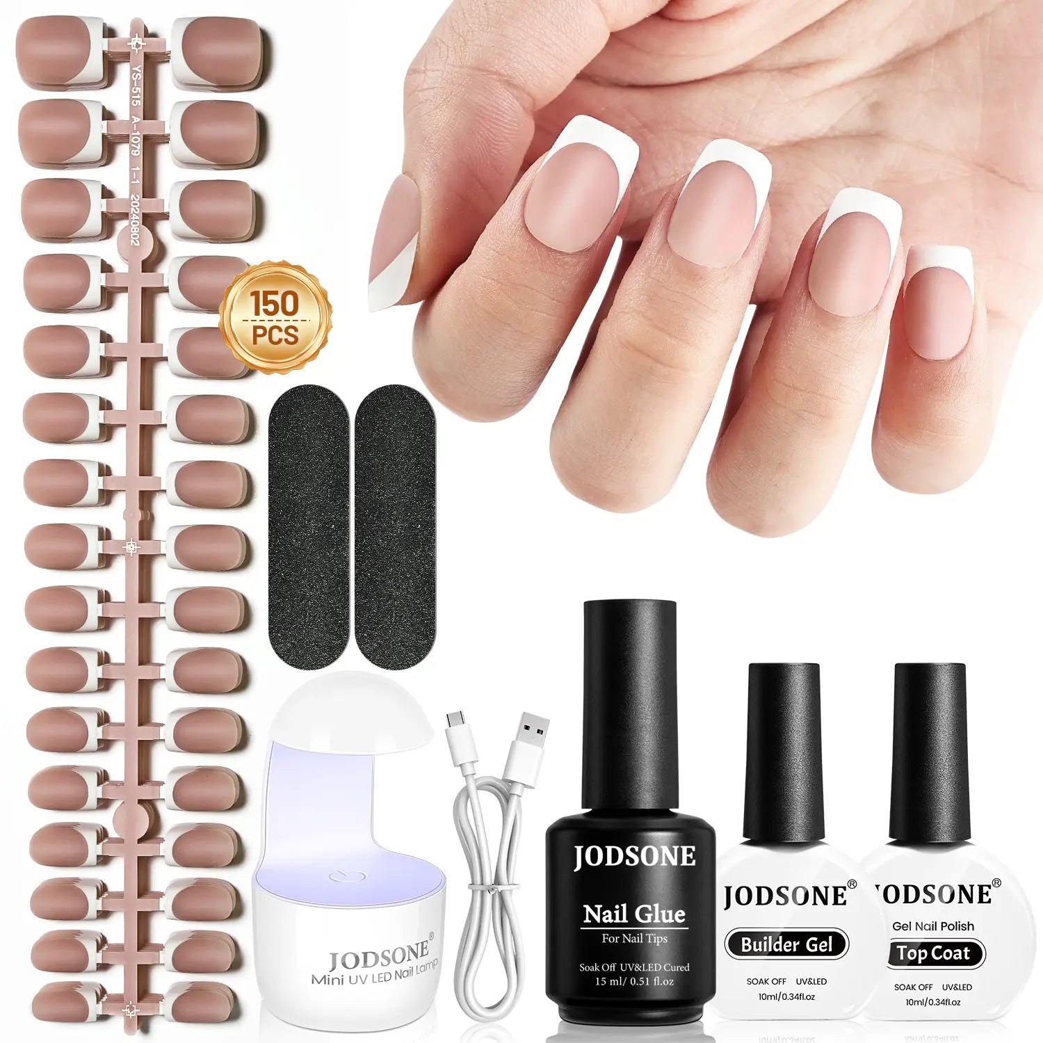 JODSONE 154PCS French Gel Nail Tips Kit 