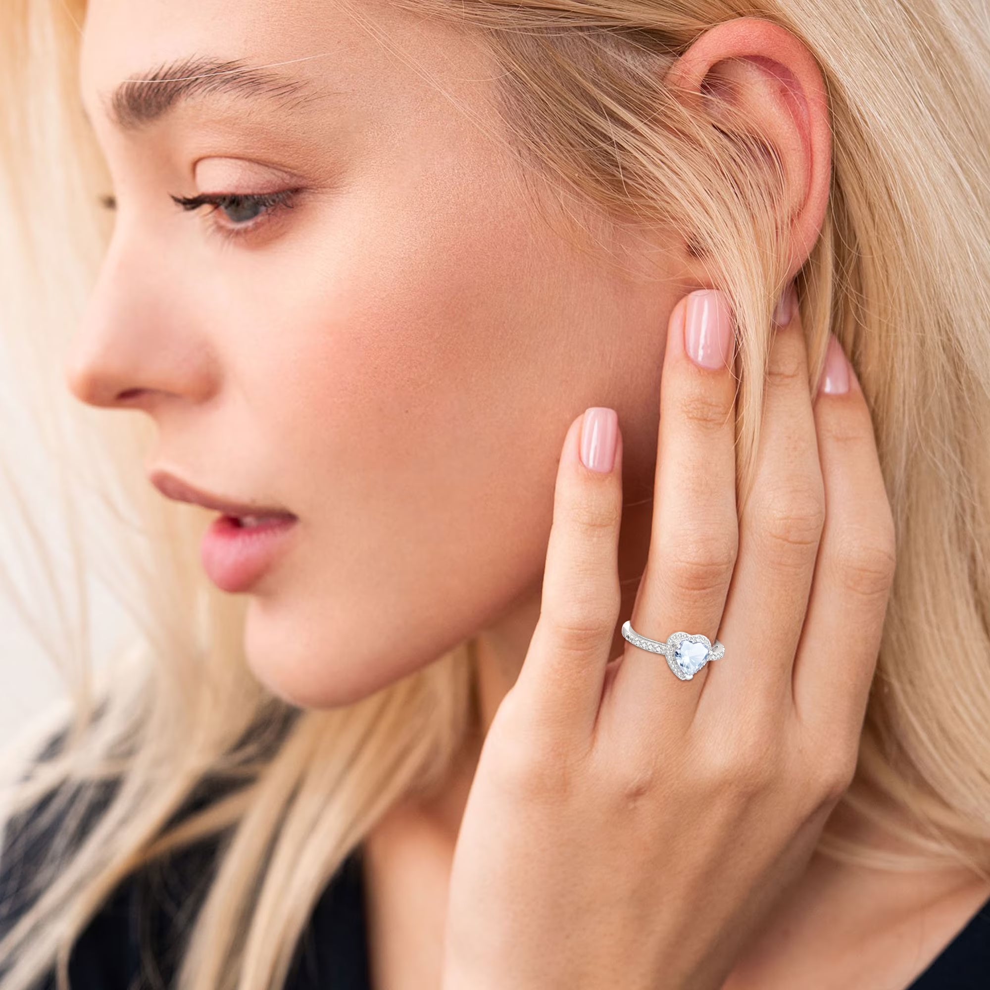 Sterling Silver Plated Love Heart Rings for Women