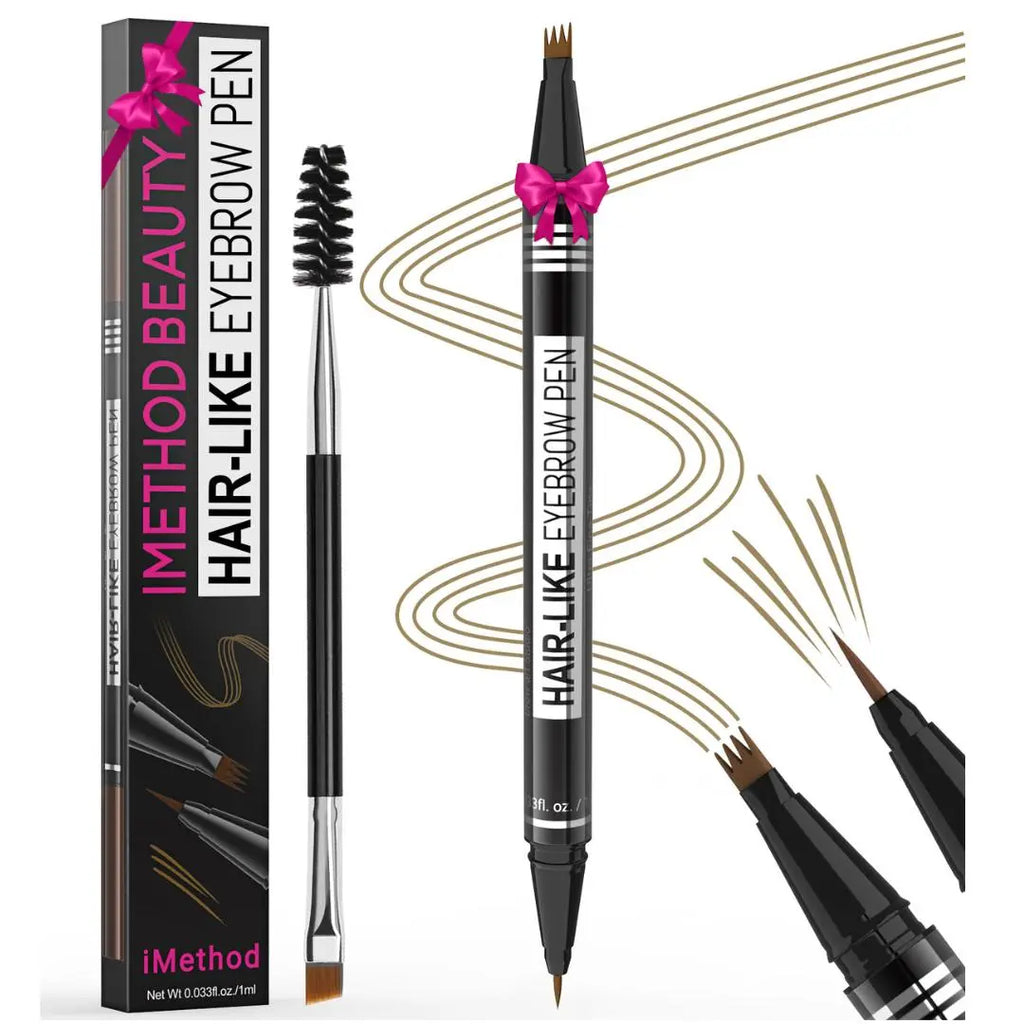Imethod Eyebrow Pencil, 2-In-1 Waterproof Brow Pen with 4 Tip, with Dual-Ended Eyebrow Brush