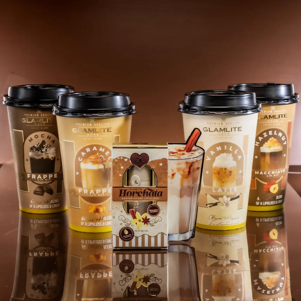 Glamlite Cafe Coffee Lip Kits, Horchata Lip Gloss