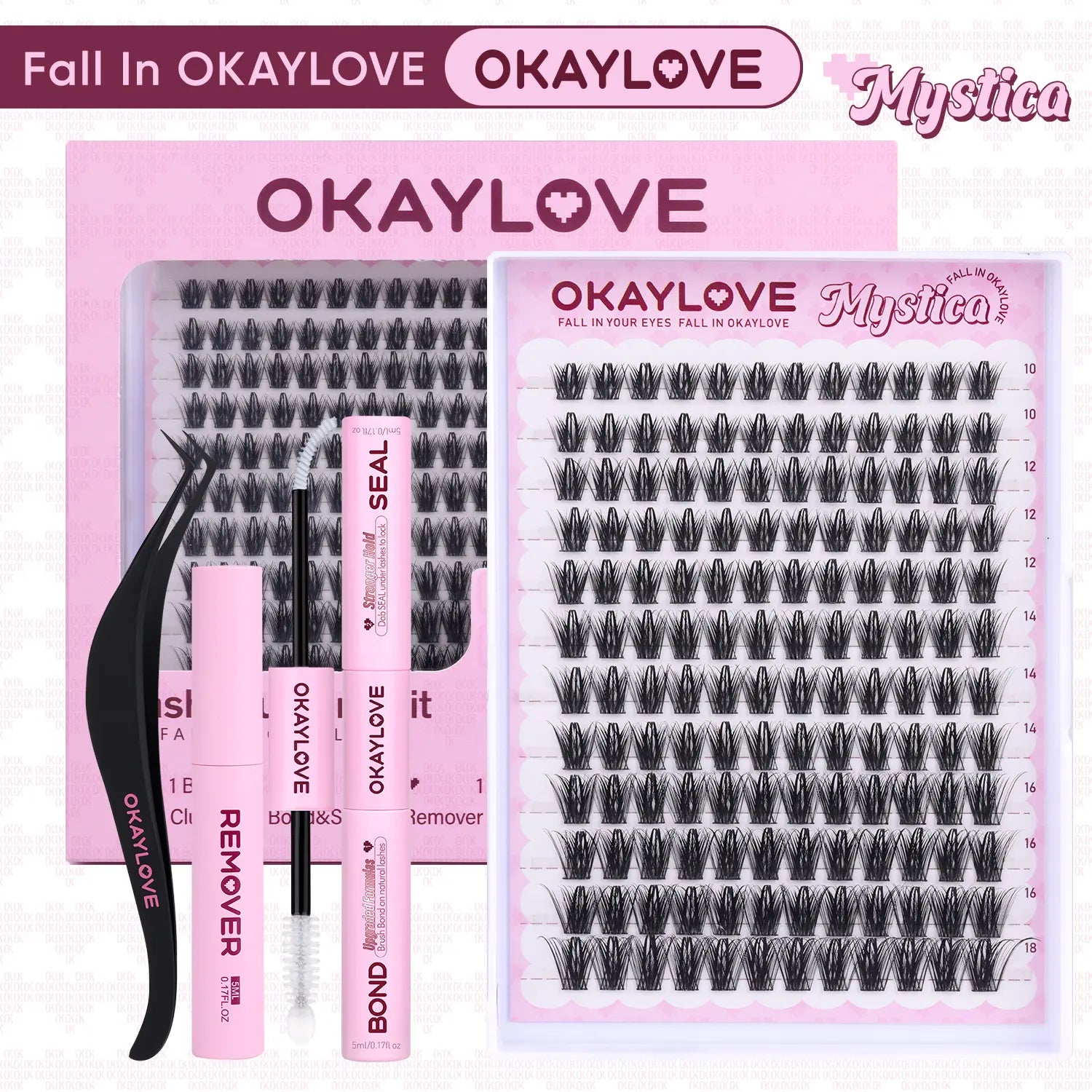 Transform Your Look with OKAYLOVE Lira Lash Clusters Kit - Long-Lasting Bond, Tweezers & Remover for Effortless DIY Beauty!
