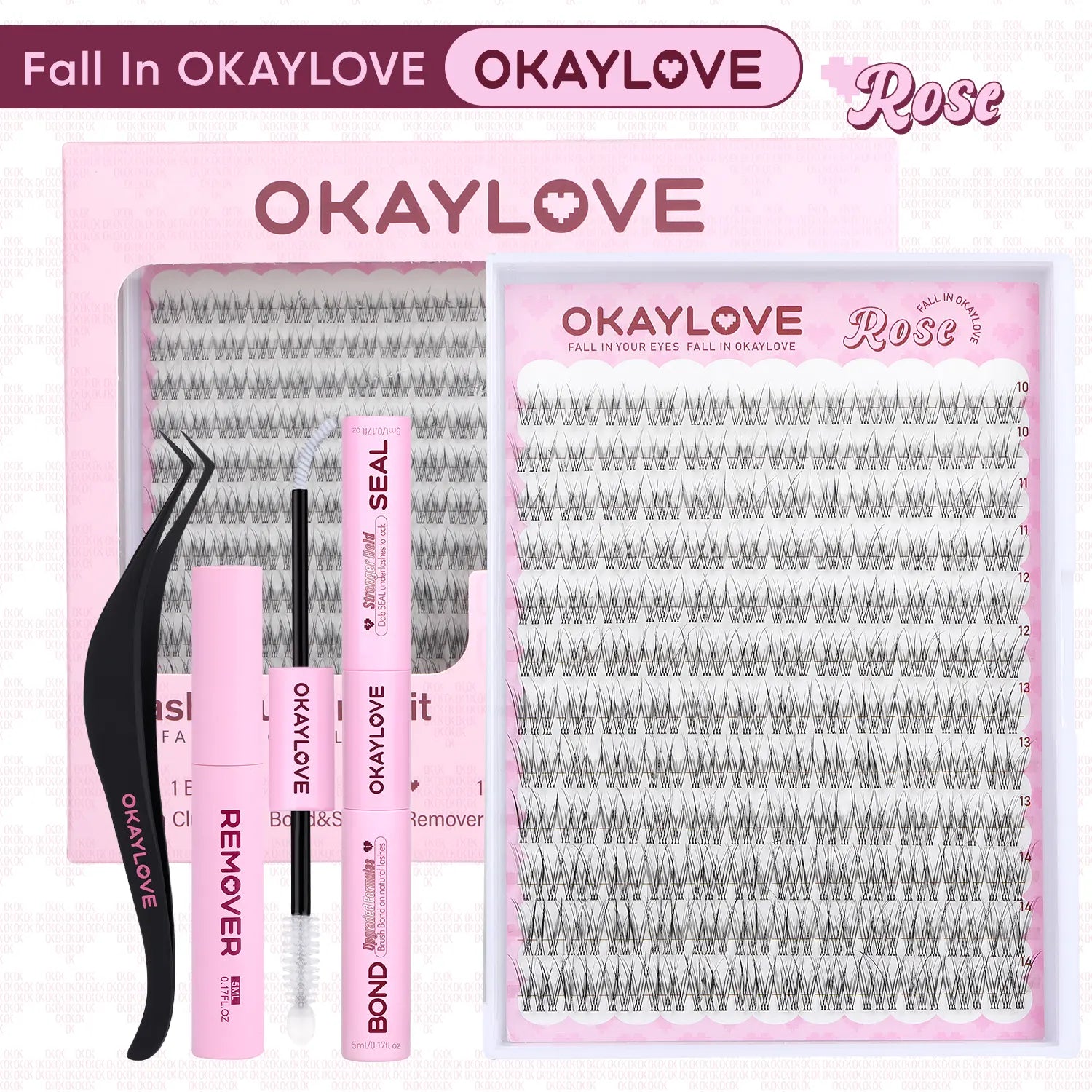 Transform Your Look with OKAYLOVE Lira Lash Clusters Kit - Long-Lasting Bond, Tweezers & Remover for Effortless DIY Beauty!