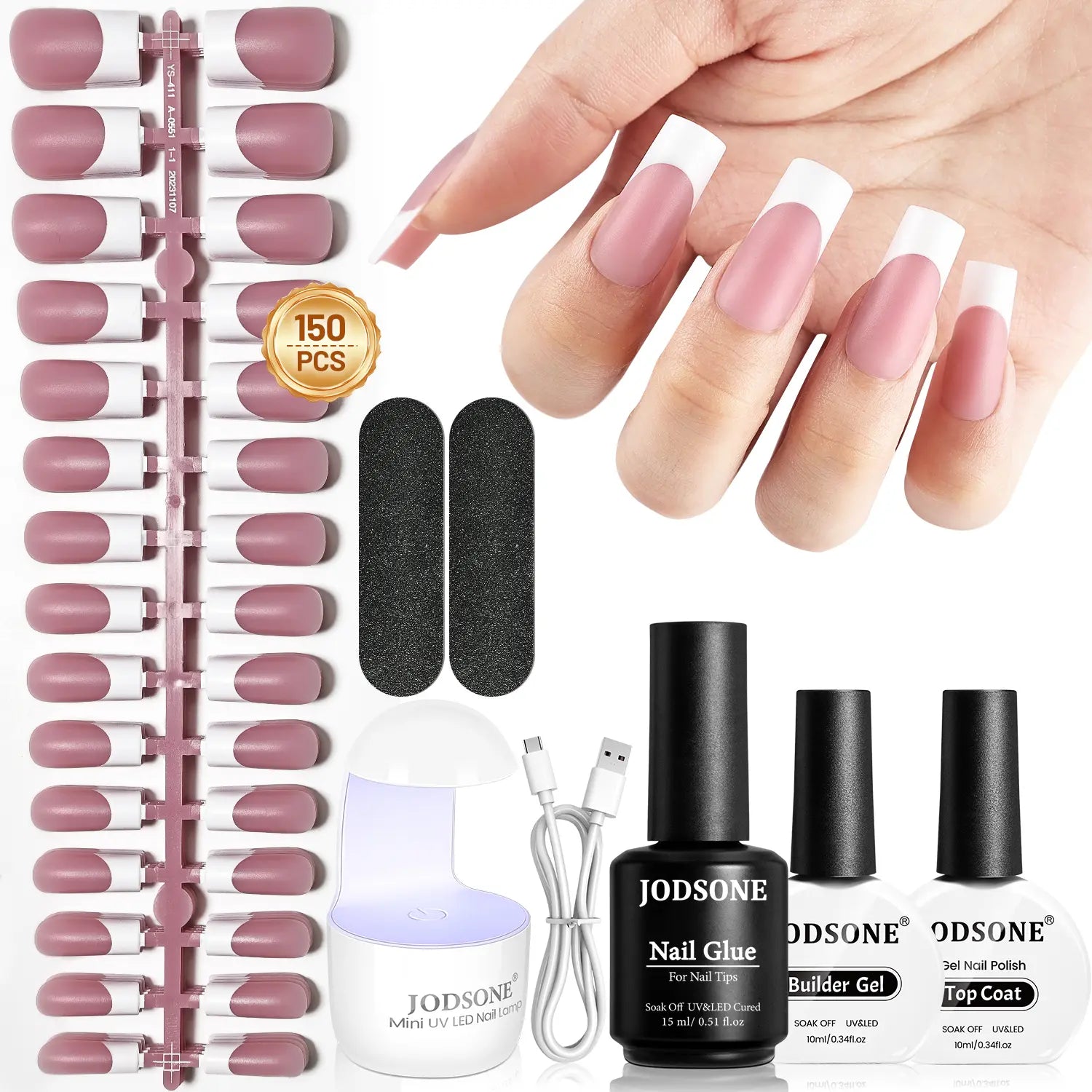 JODSONE 154PCS French Gel Nail Tips Kit 