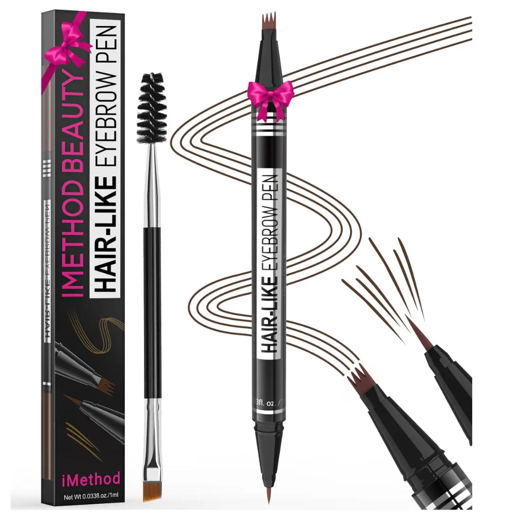 Imethod Eyebrow Pencil, 2-In-1 Waterproof Brow Pen with 4 Tip, with Dual-Ended Eyebrow Brush
