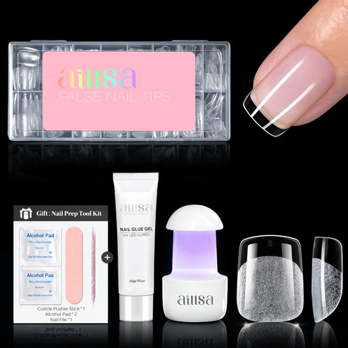 Aillsa Staybond Press on Nail Kit with Gel Glue & UV Lamp