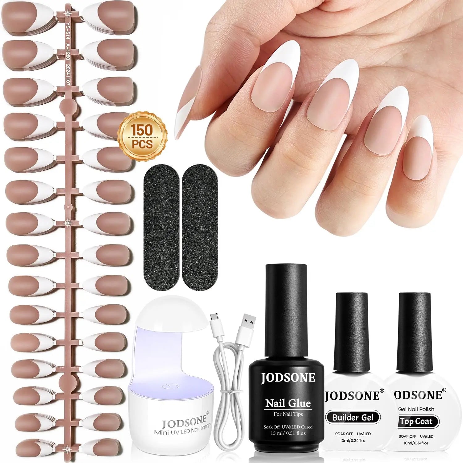 JODSONE 154PCS French Gel Nail Tips Kit 