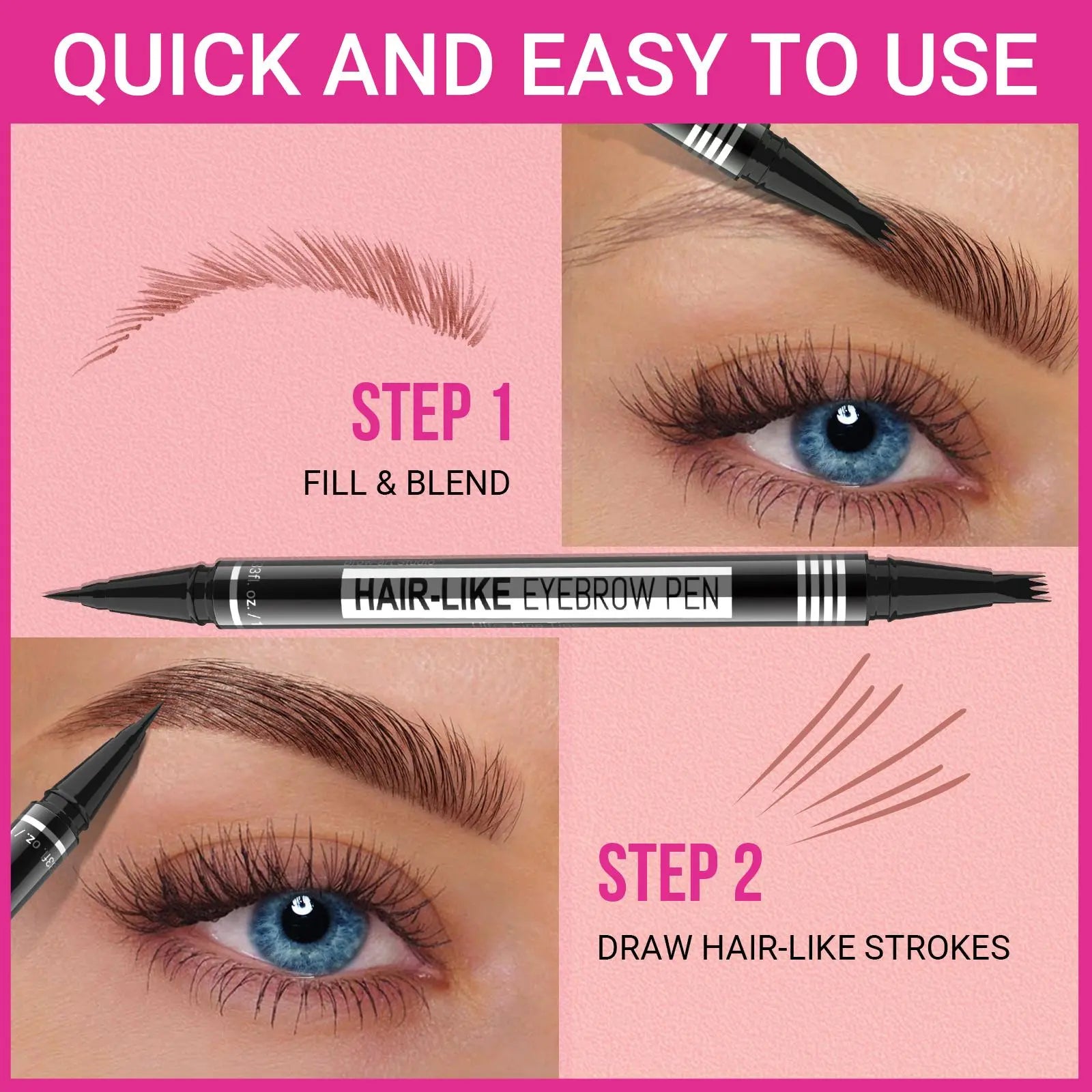 Imethod Eyebrow Pencil, 2-In-1 Waterproof Brow Pen with 4 Tip, with Dual-Ended Eyebrow Brush