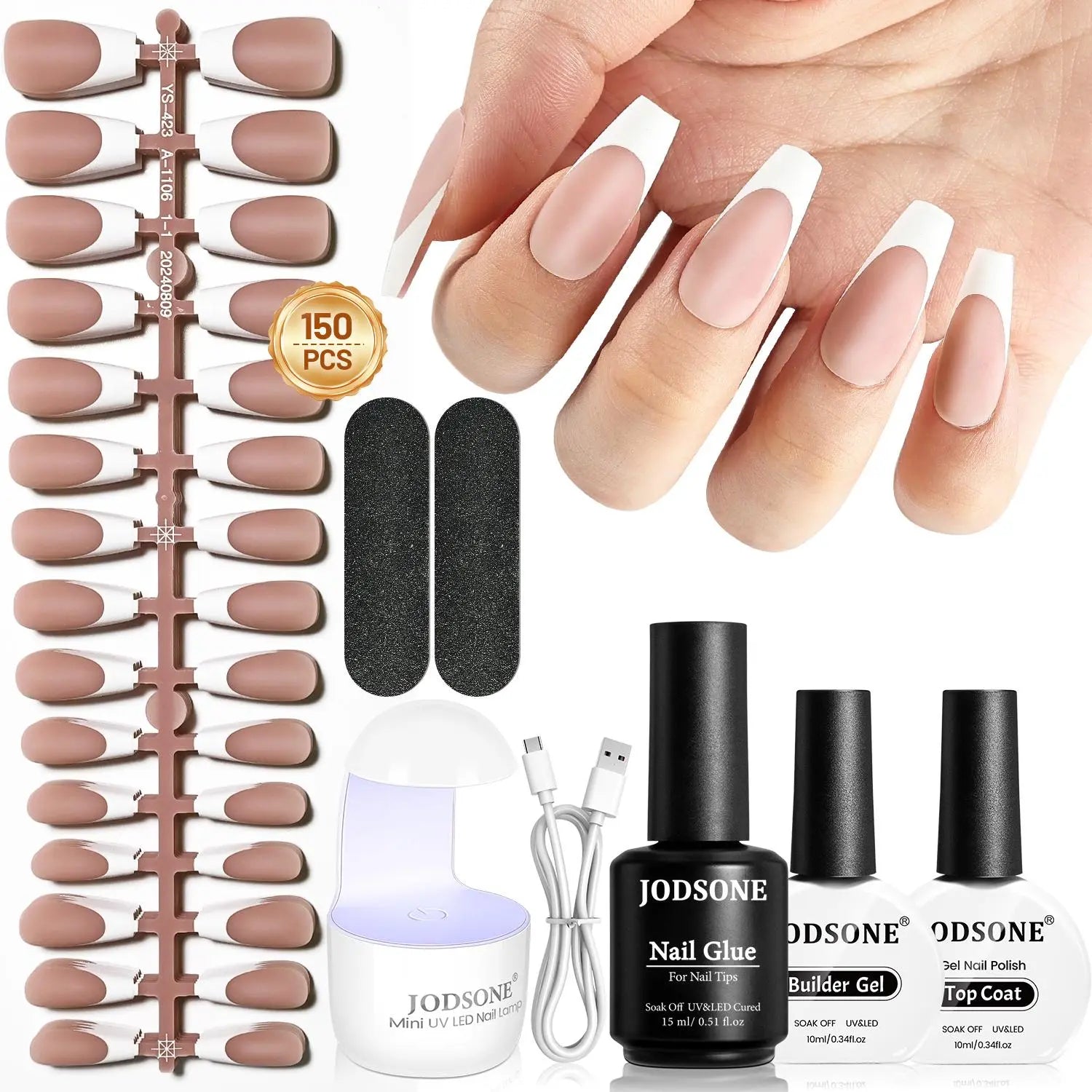 JODSONE 154PCS French Gel Nail Tips Kit 