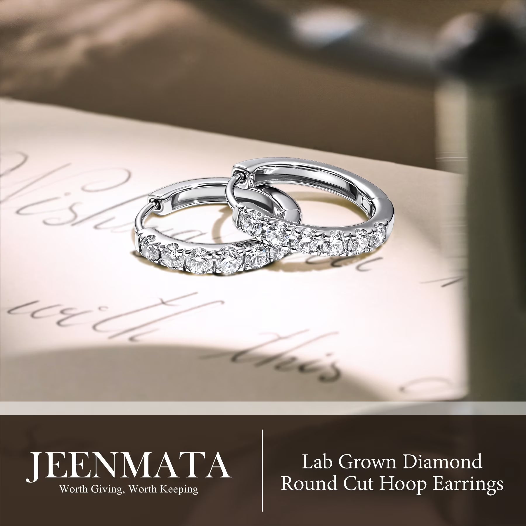 Lab Grown Diamond Hoop Earrings - round Cut Classic Hoop Earrings for Everyday Jewelry 