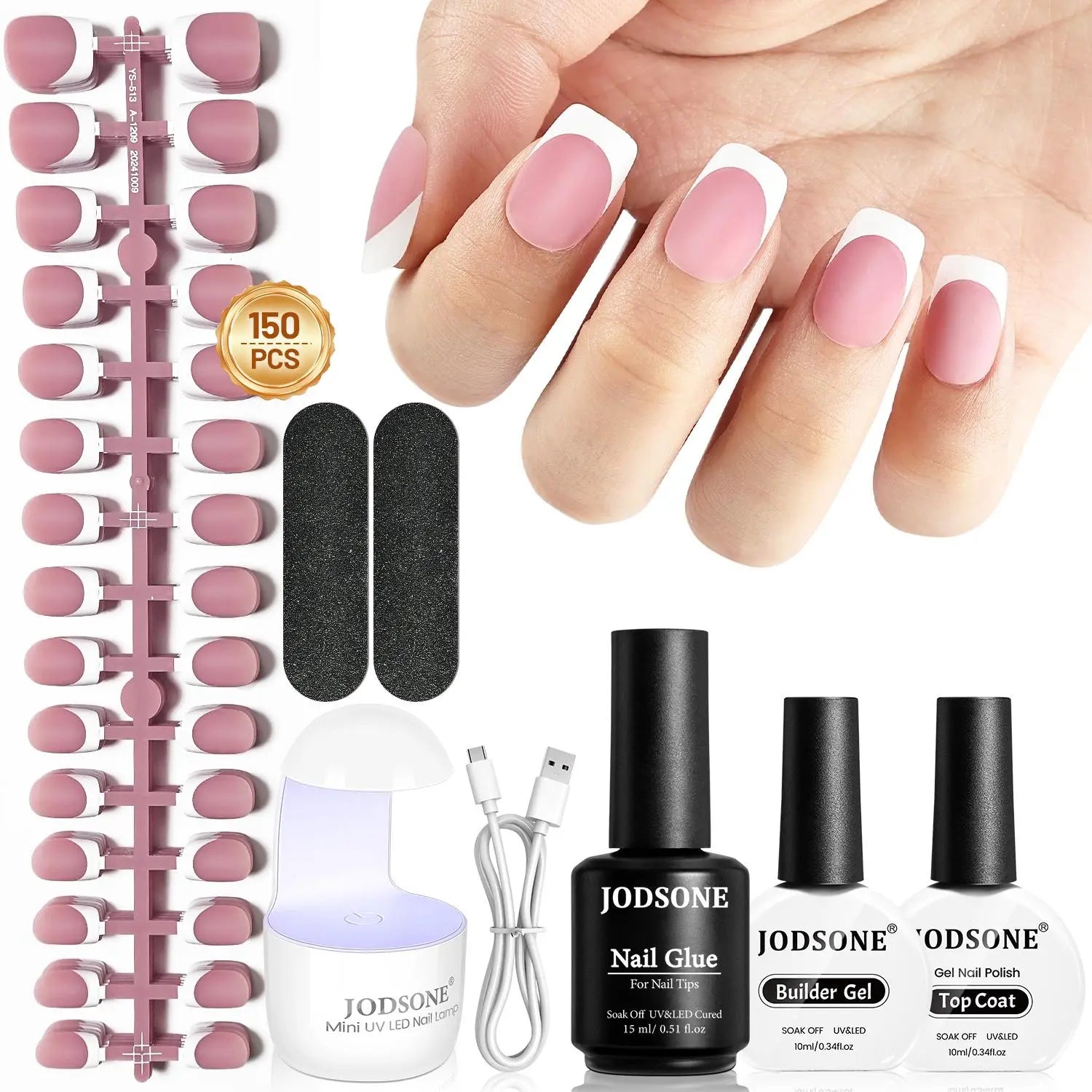 JODSONE 154PCS French Gel Nail Tips Kit 